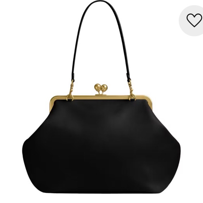 Coach Black Leather Shoulder Bag With Gold Accents